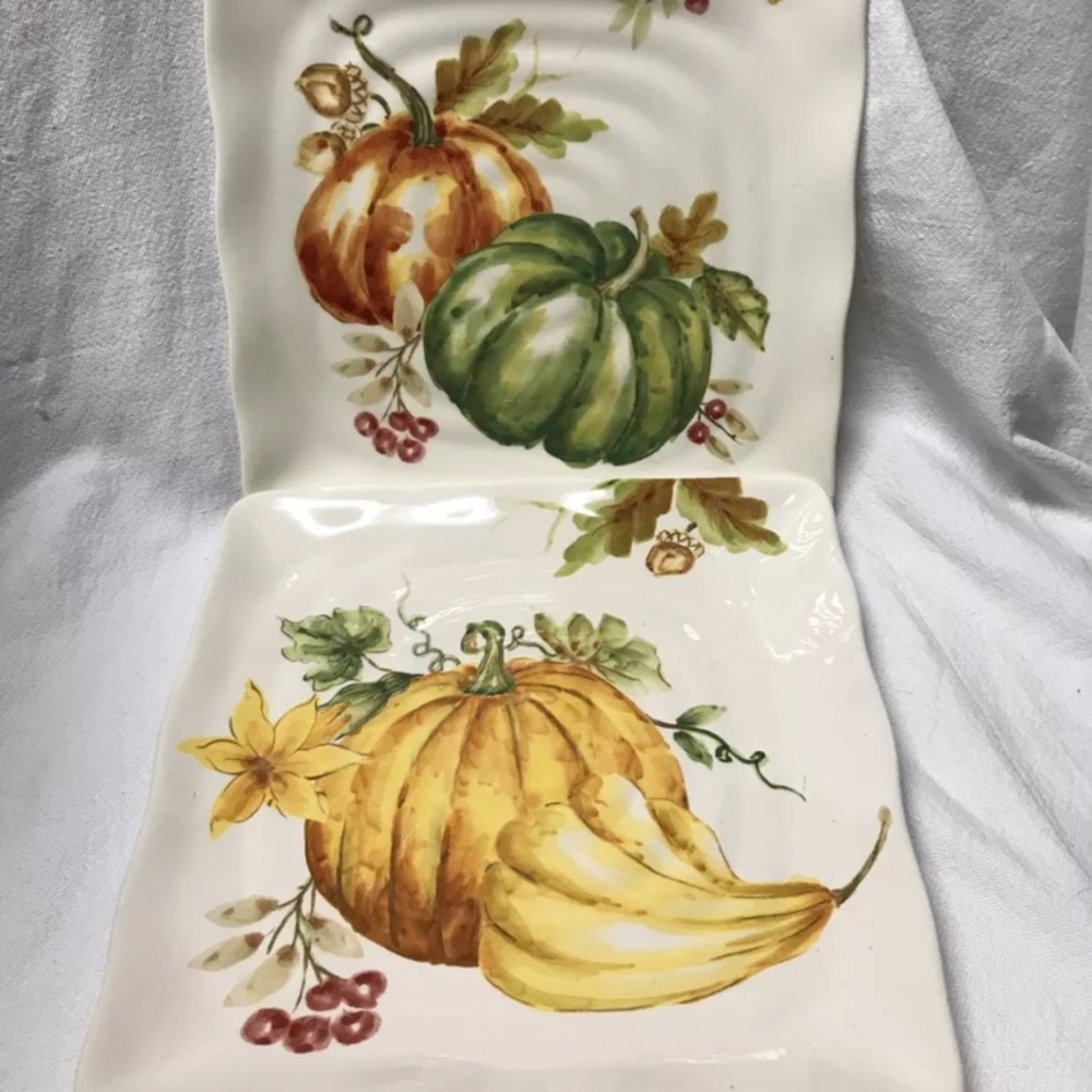 Maxcera Pumpkin Plates - Set Of 2 - 8.5” Square